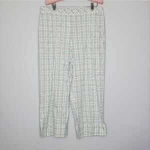 Liz Claiborne Liz Golf Capri Pants Pastel Plaid Blue White Gray Hook Closure